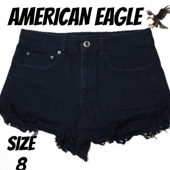 AMERICAN EAGLE BLACK DENIM SHORTS SIZE 8 NWOT - Picture 6 of 6